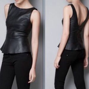 Zara Faux Leather Peplum Top